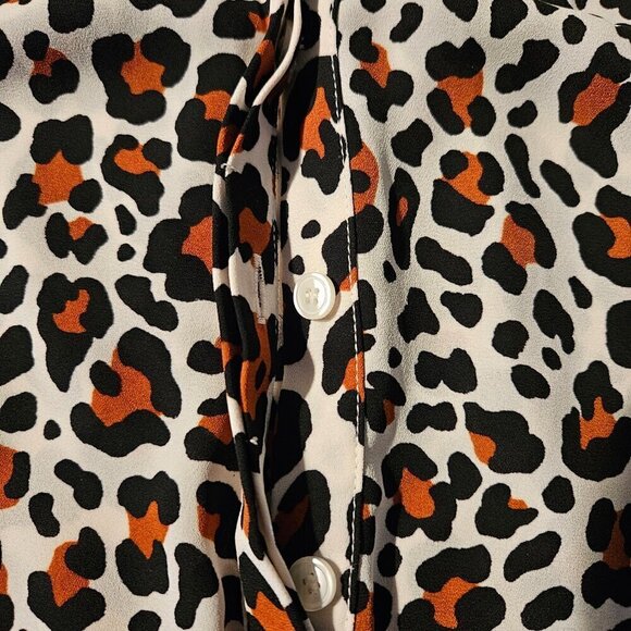 Talbots leopard print blouse pull over bohemian career Animal - Picture 5 of 8